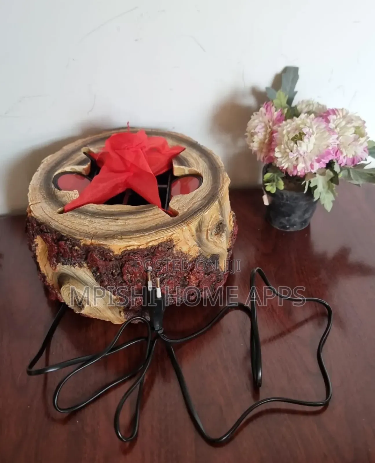 Electric Wooden Tree Stump Fireplace