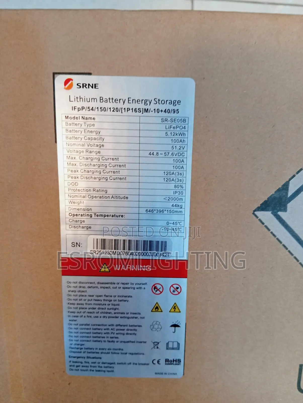 Srne Sr-Se05b Lithium (Lifepo4) 5.12kwh 51.2v