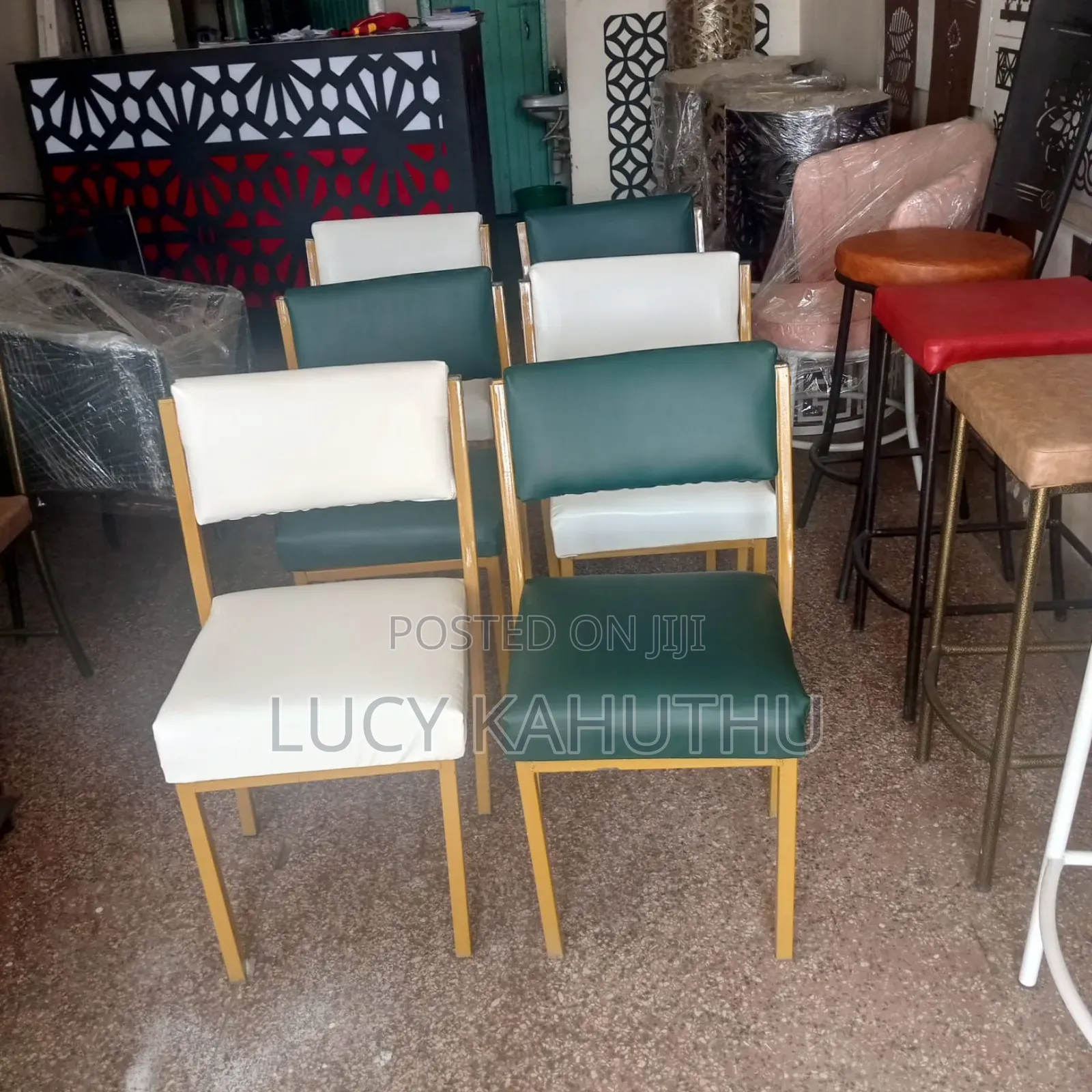 Sophisticated Cream Gold Frame Waiting Chairs