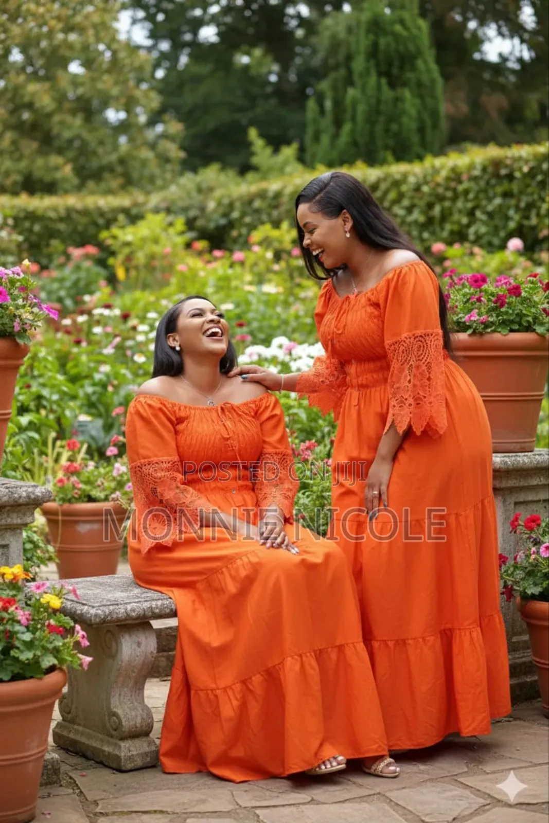 Off Shoulder Orange Maxi Dress