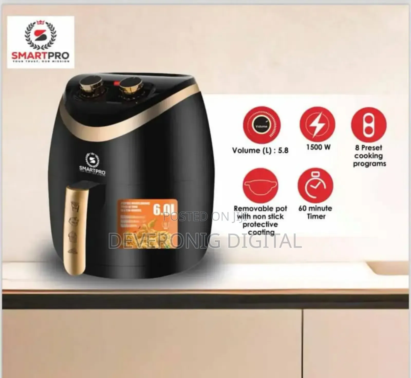 Saf-232b Smartpro Air Fryer 6 Litres