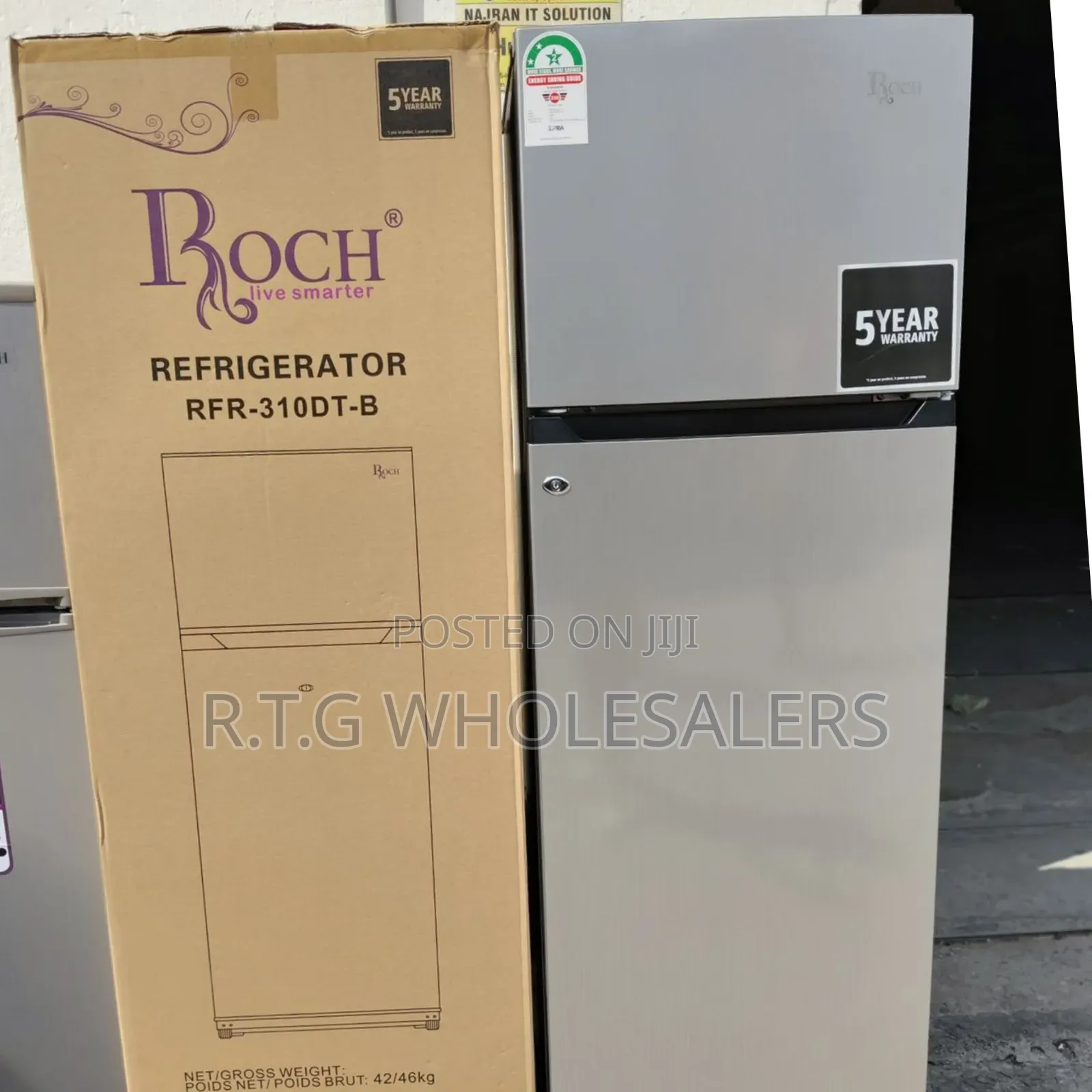 Roch 248 L Double Door Fridge – Rfr‐310dt‐B, Energy Efficient