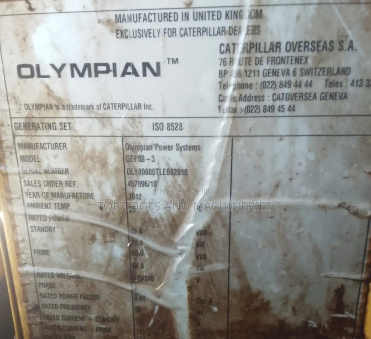 Cat Olympian Ex Uk Super Silent 3phase 100 Kva Silent Diesel Generator