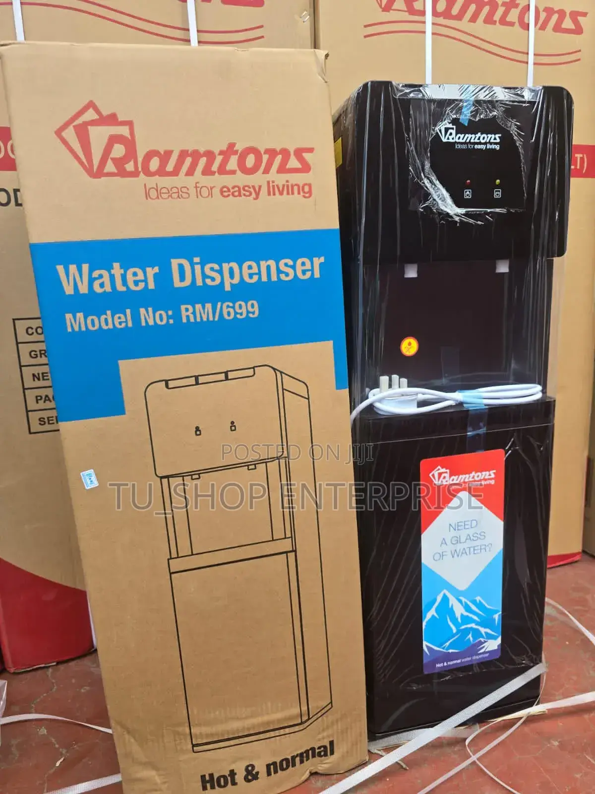Premium Hot Normal Water Dispenser – Sleek Black Free-Standing Unit