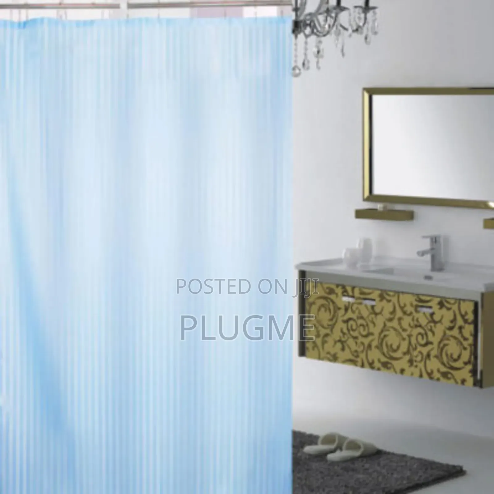 High Quality Pair of Waterproof Striped Shower Curtains