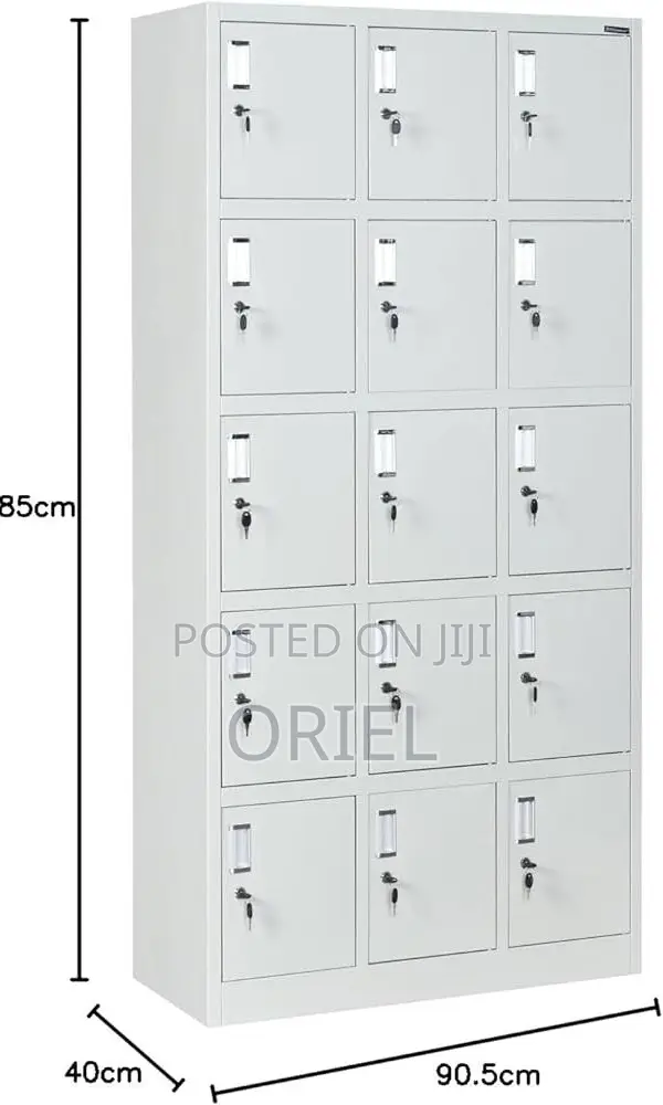 Cabinets; Modern 15-Locker Workplace Storage Cabinet