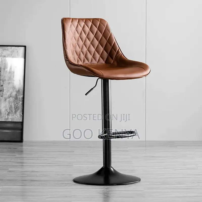 Home Bar Stool; Adjustable Height Leather Back Counter Stools