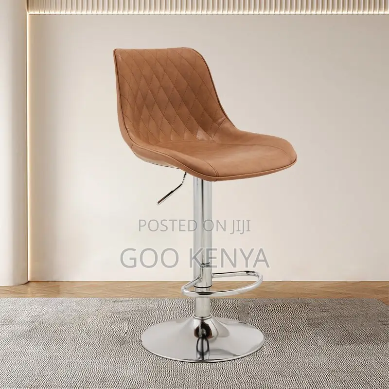 Home Bar Stool; Adjustable Height Leather Back Counter Stools