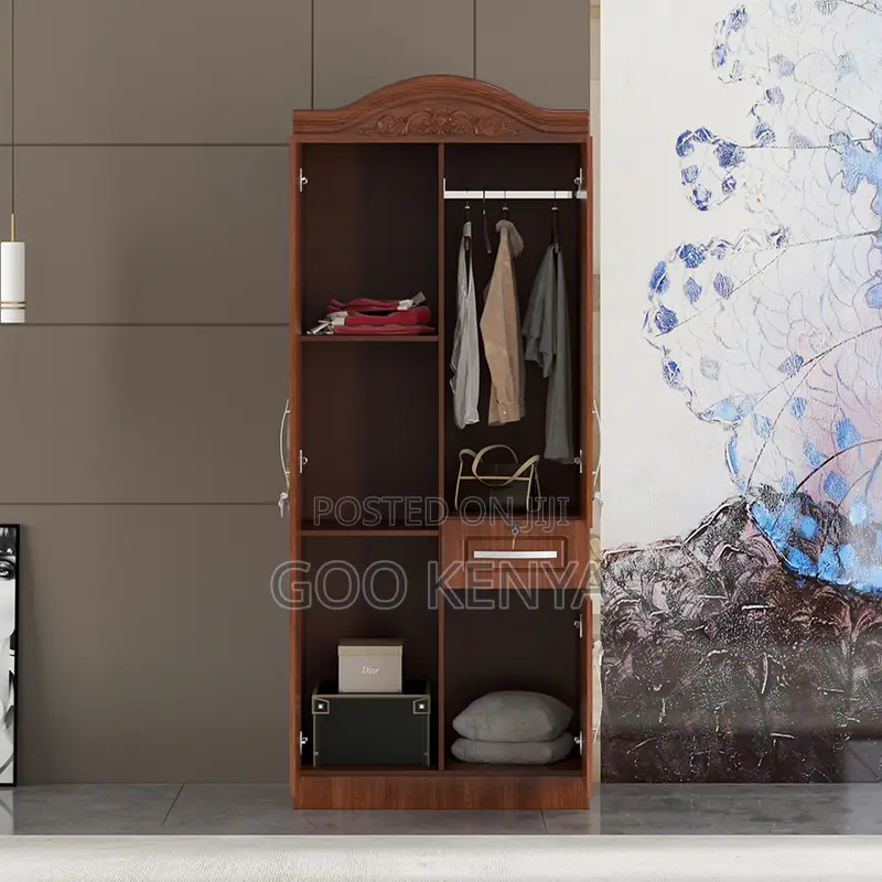 Home Wardrobe; Double Door Storage Wardrobe With Shelving Units
