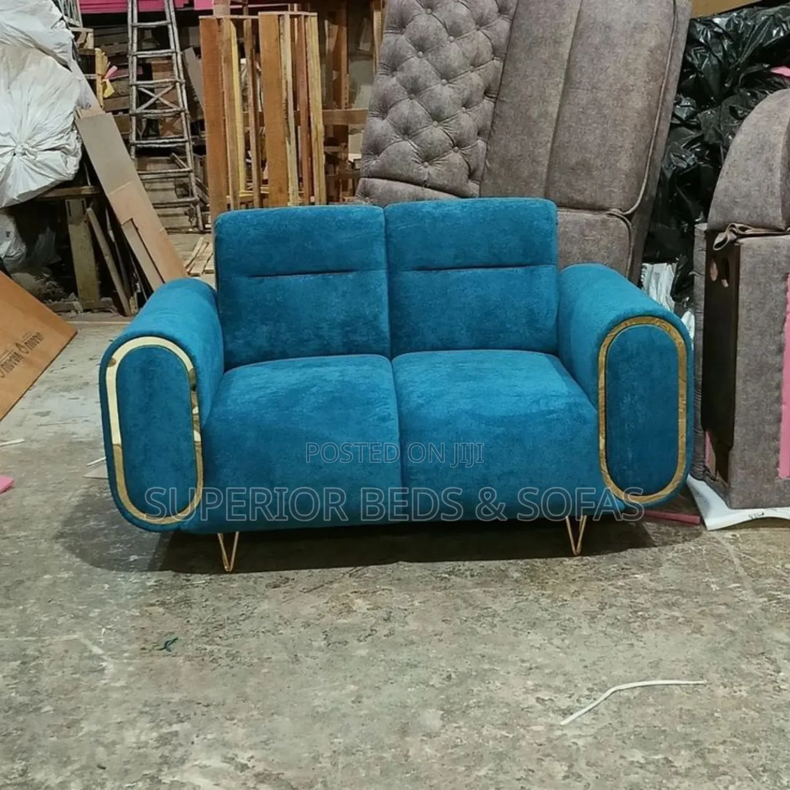 Teal Velvet Two-Seater Sofa