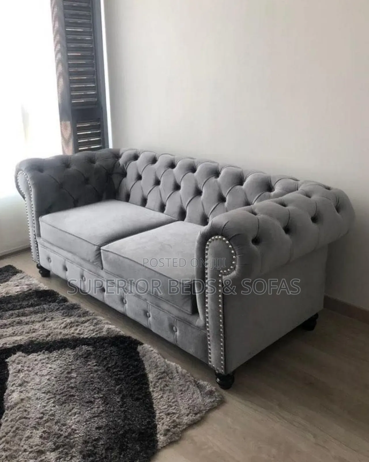Grey Moder 2 Seater Chesterfield Sofa