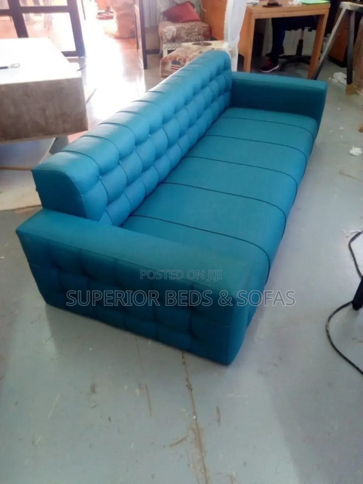 3 Seater Modern Teal Tufted Sofa