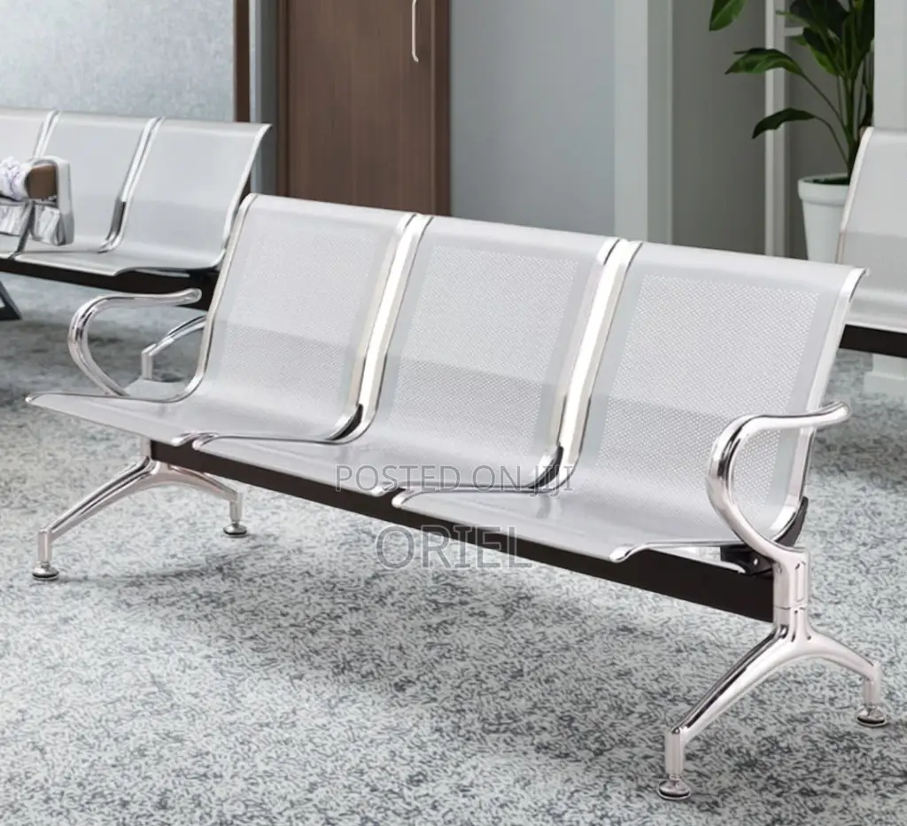 Modern Office Bench : 3-Seater Steel Waiting Bench