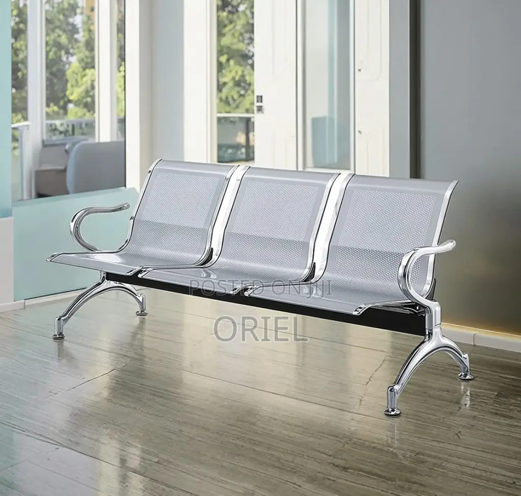 Modern Office Bench : 3-Seater Steel Waiting Bench