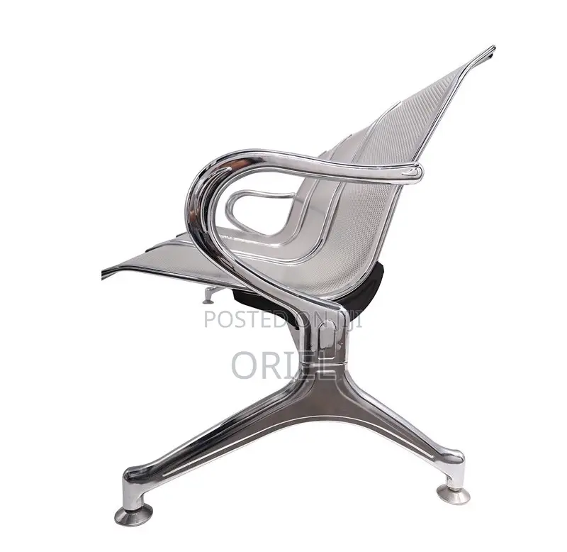 Modern Office Bench : 3-Seater Steel Waiting Bench