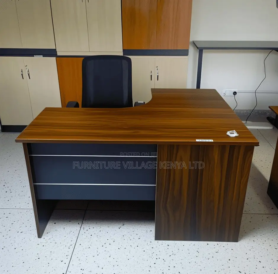 Staff Office Desks: 1.4 Meters Curved Corporate Table With Drawers