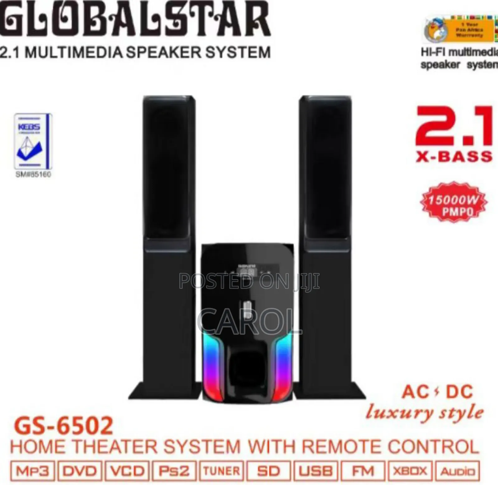 2.1ch Gs-6502 Home Theater System With Remote Control Tall Boy Woofer