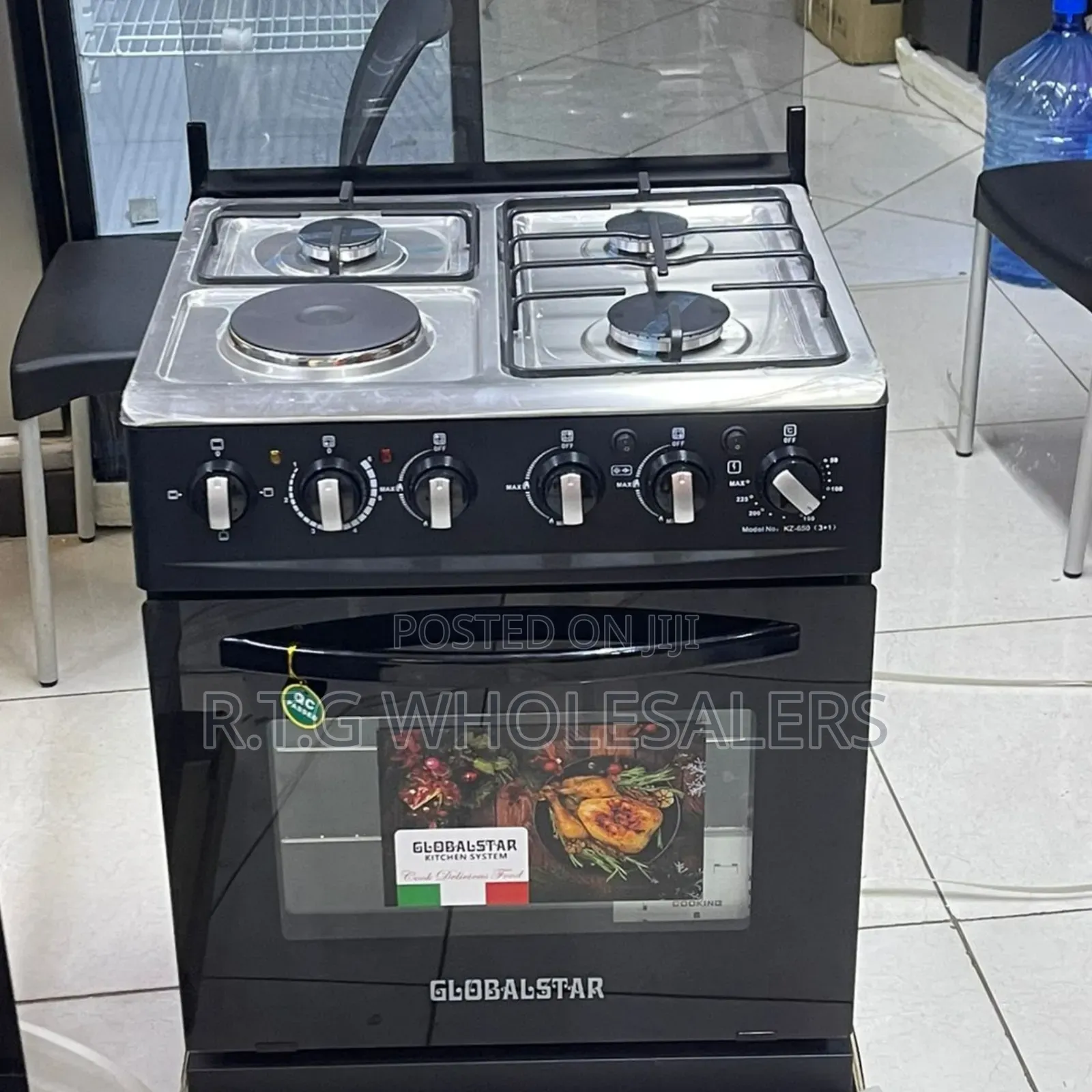 Globalstar Jet 3+1 60cm Free-Standing Cooker – Black With Oven