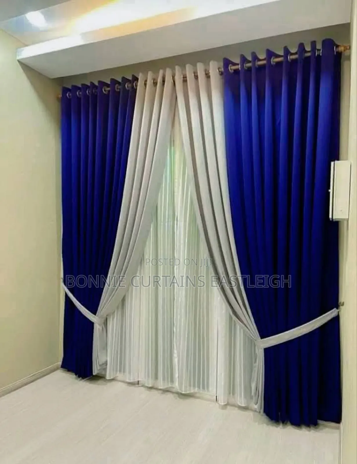 Cream Curtains and Blue for Living Rooms