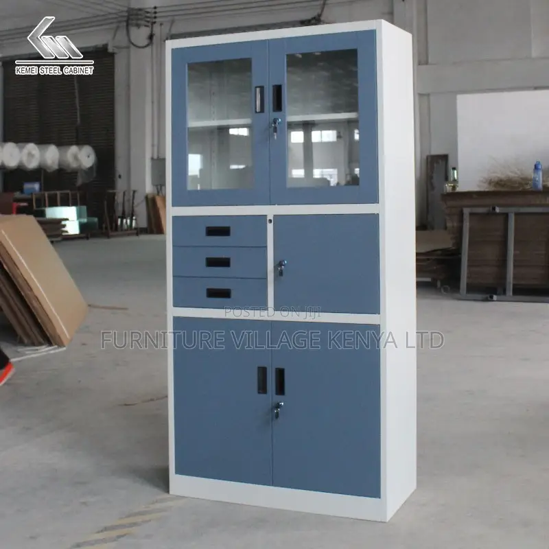 Office Cabinet; Blue Executive Storage Office Cabinet With Safe