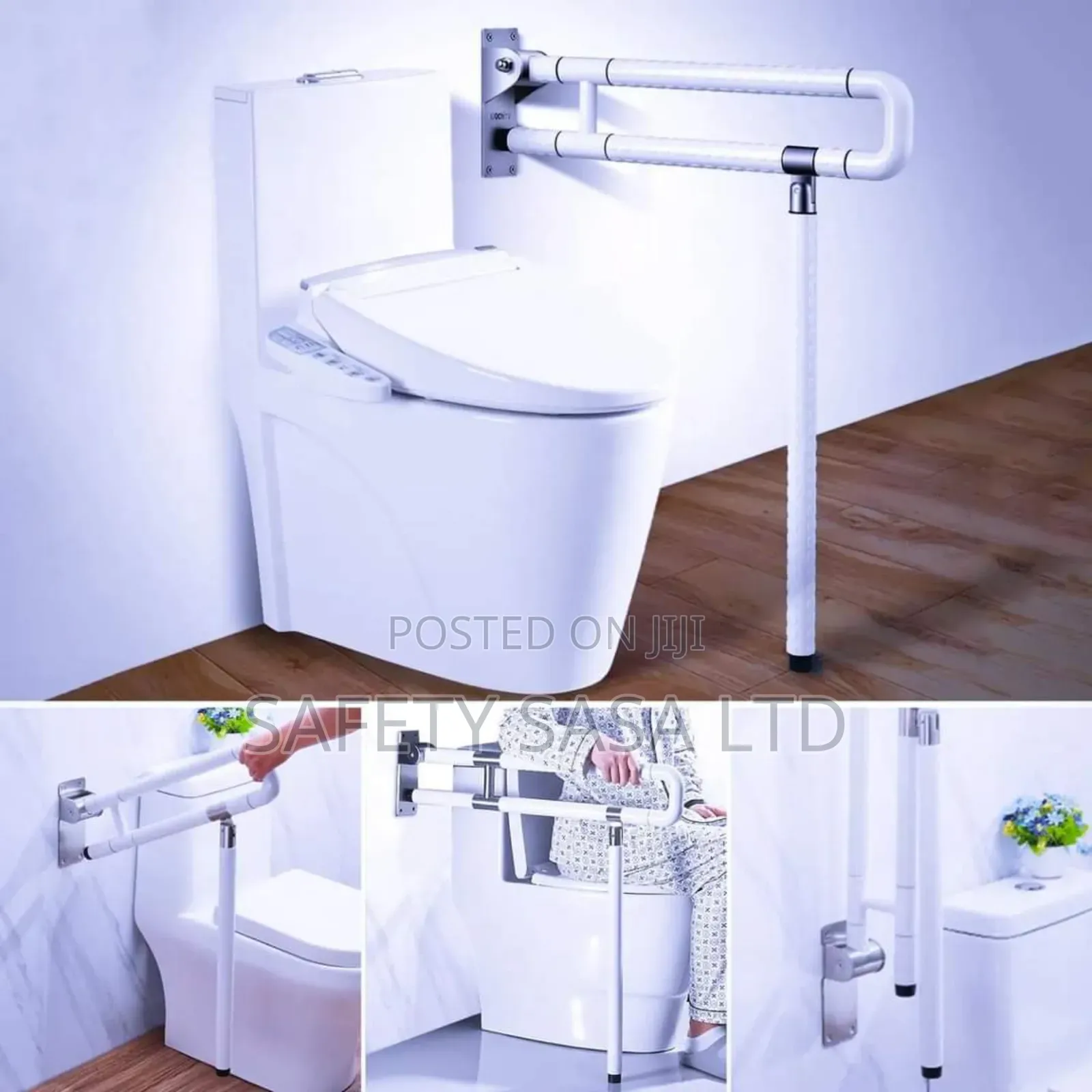 Bathroom Safety Handle Hand Rail Support Grab Bar Flip Up With Stand