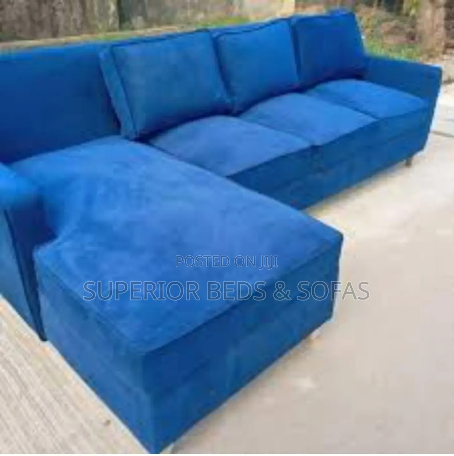 Blue L-Shape Sofa 5 Seater