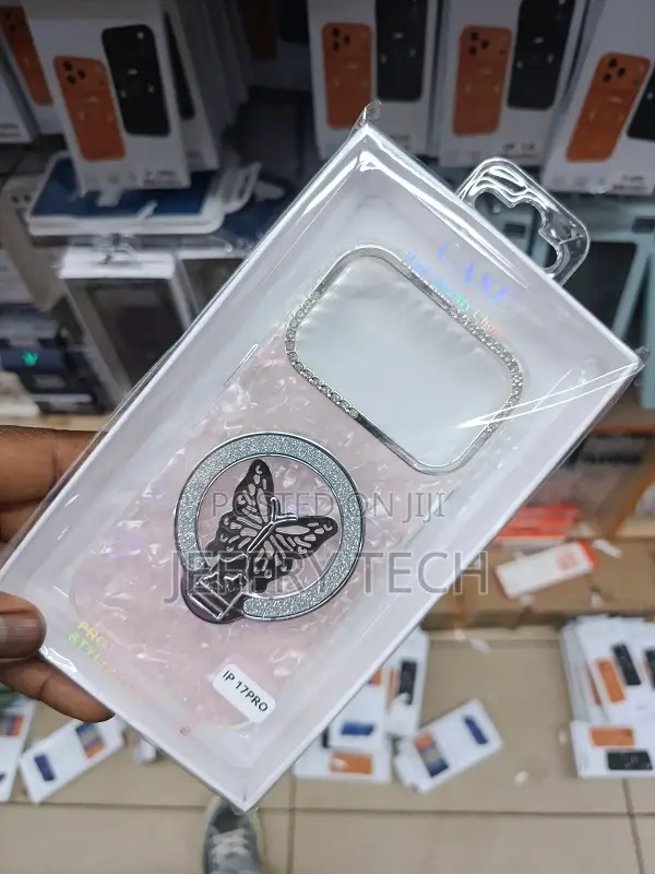 iPhone 17 Pro, a Decorative Ring Stand With a Butterfly Design.