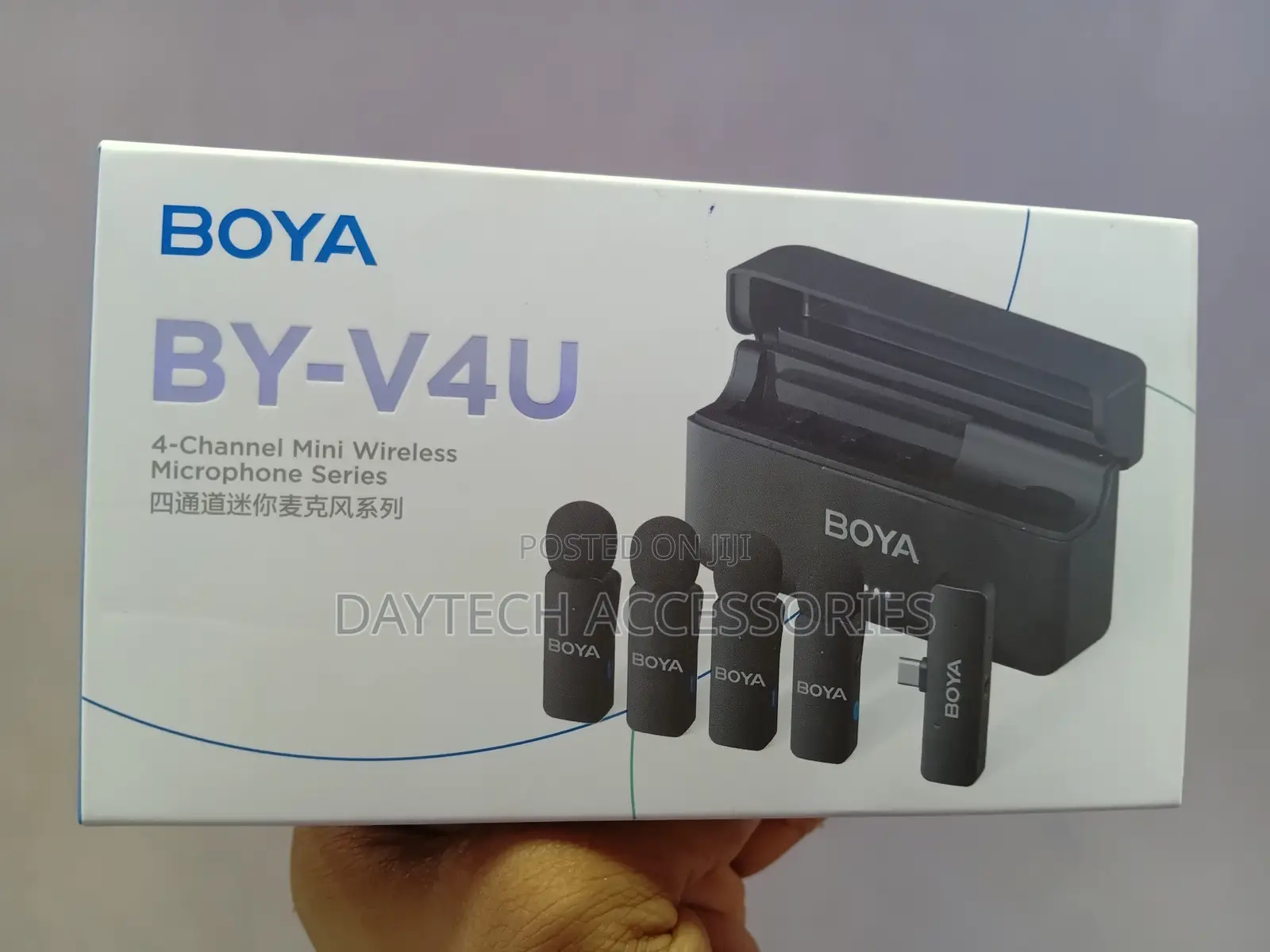 The Boya by-V4u 4-Channel Mini Wireless Microphone System.