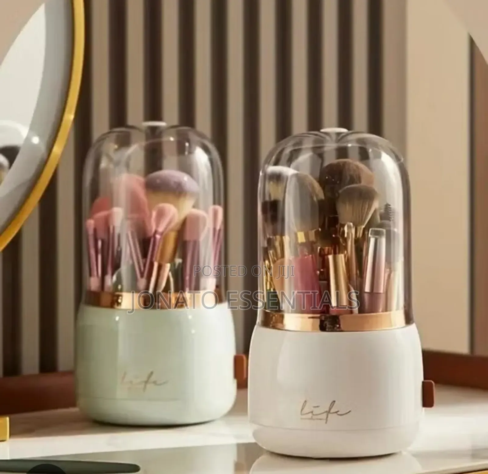 360° Rotating Makeup Brush Organizer With Dustproof Lid