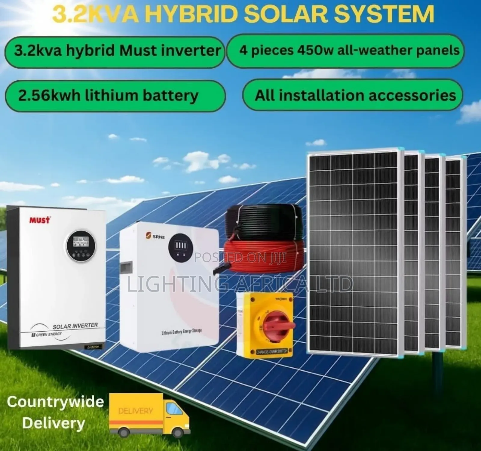 3.2kva Inverter -2.56kwh Lithium Home Package 50" Tv, Fridge, Iron Box