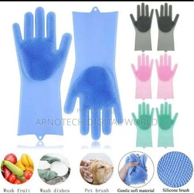 Silicone Cleaning Scrubber Gloves Dishwashing ,Pet Grooming Gloves