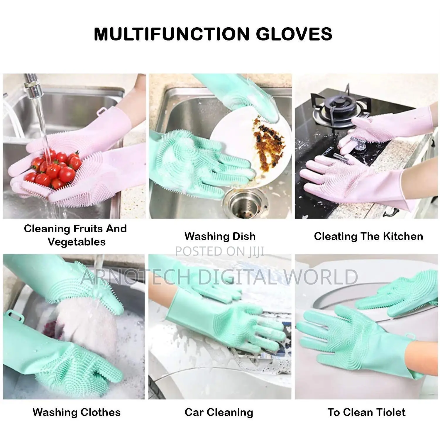 Silicone Cleaning Scrubber Gloves Dishwashing ,Pet Grooming Gloves