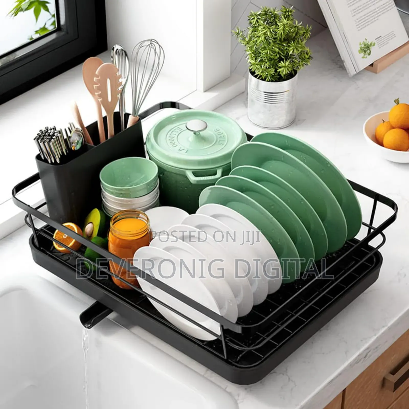 All in 1 Single Layer Over the Sink Kitchen Rack Dish Drainer