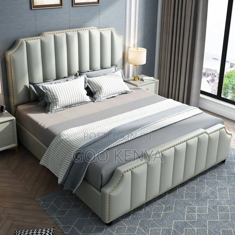 Home Bed; Comfortable King Bed With Stainless Steel & Upholstery