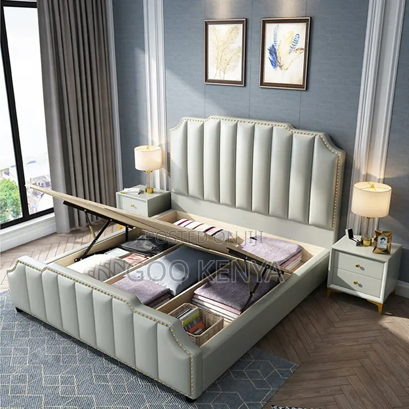 Home Bed; Comfortable King Bed With Stainless Steel & Upholstery