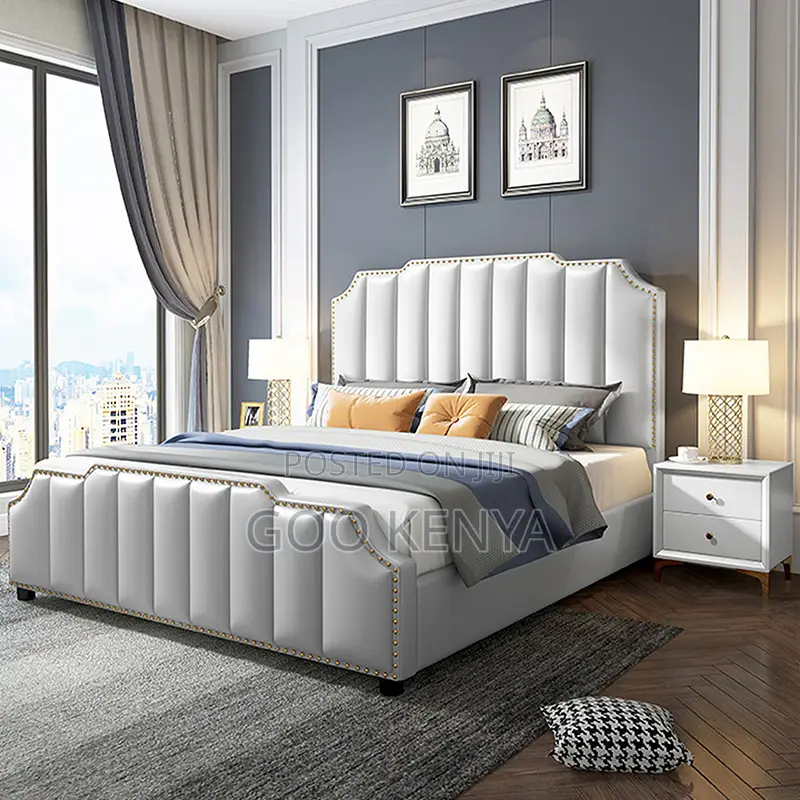 Home Bed; Comfortable King Bed With Stainless Steel & Upholstery