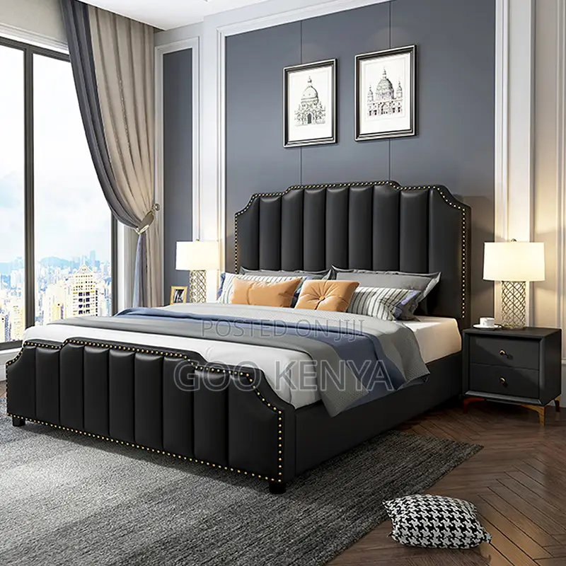 Home Bed; Comfortable King Bed With Stainless Steel & Upholstery