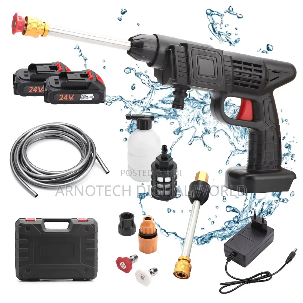 Cordless Portable Pressure Car Washer, 6 in 1 Nozzle + 2 Batteries