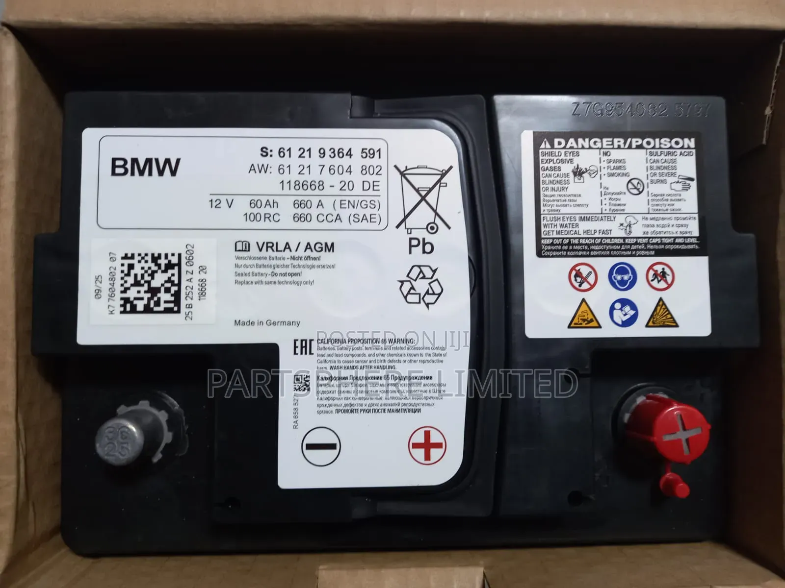 Agm60 BMW Oem 12v 60ah 600cca