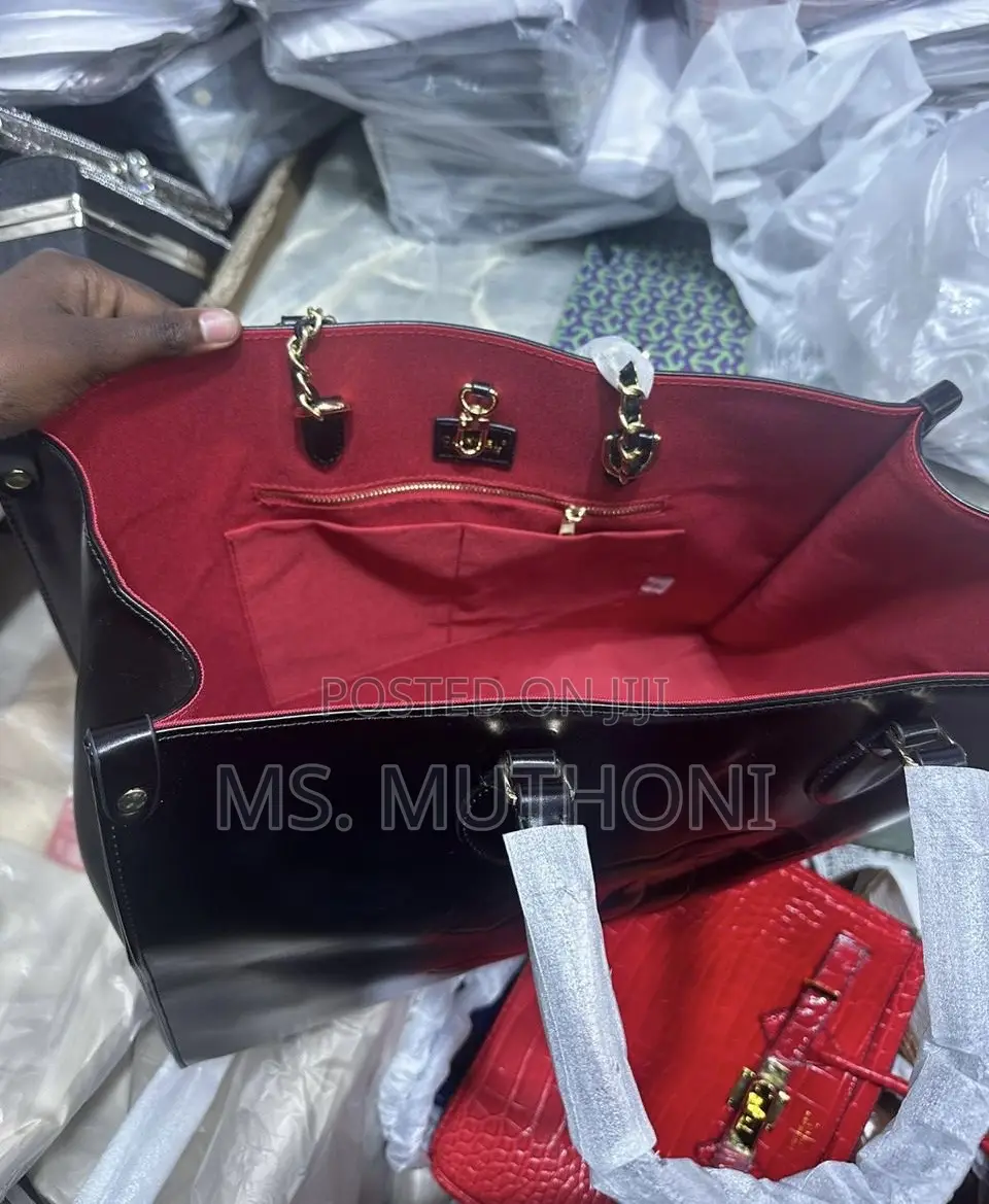 Big Size Black Leather Chanel Shopping Tote Bag