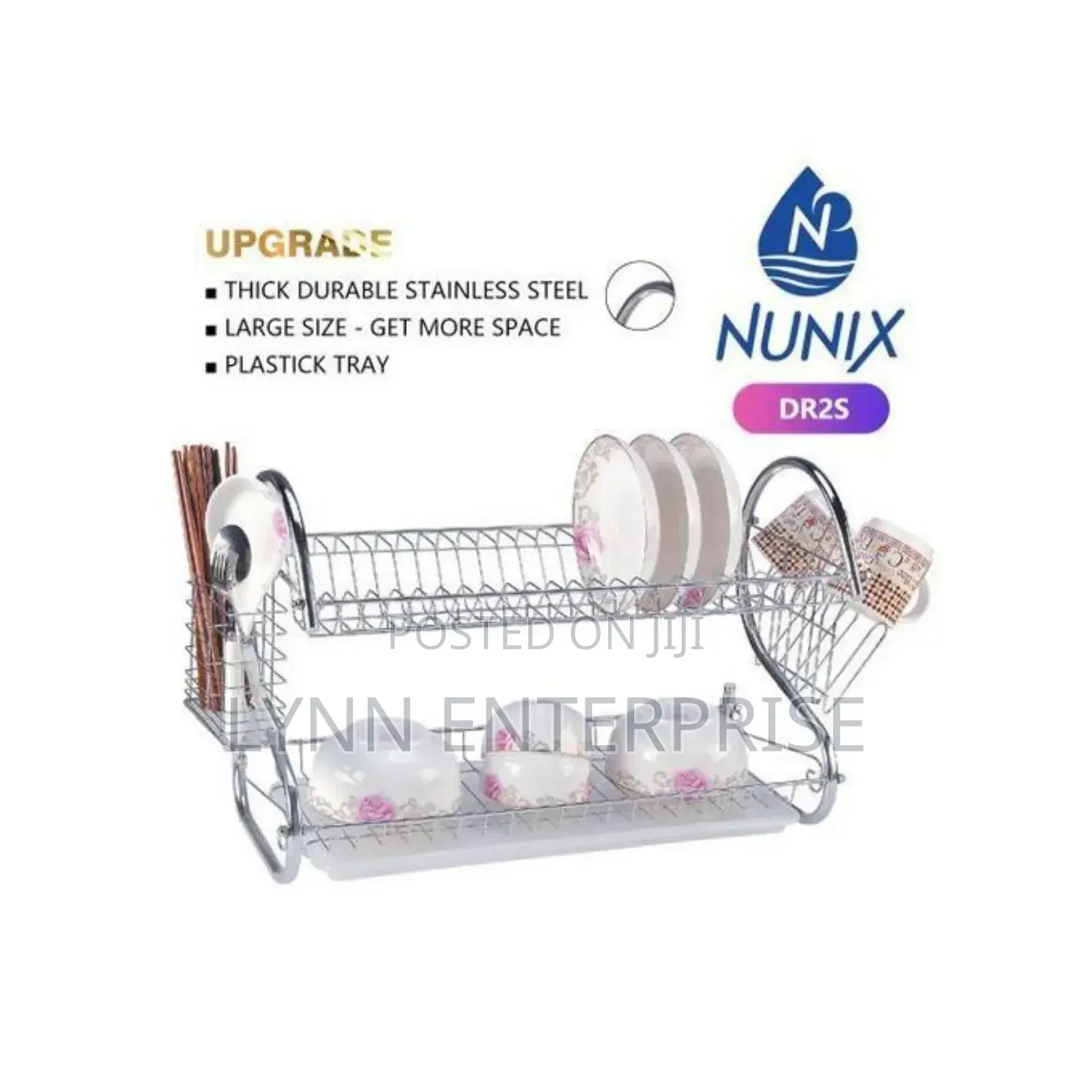 Nunix 2 Tier Kitchen Stainless Utensils Storage/Dish Rack