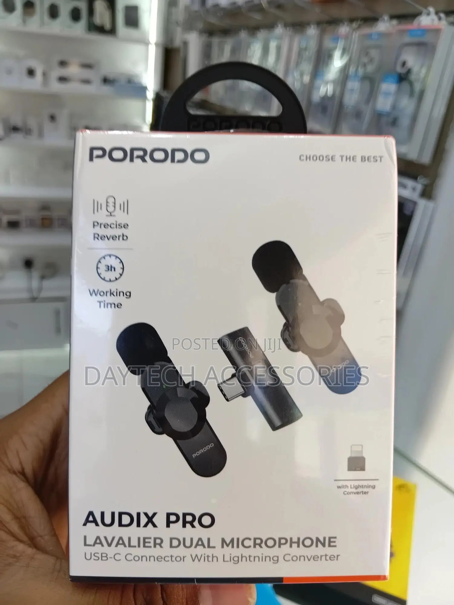 This Is a Porodo Audix Pro Lavalier Dual Microphone.