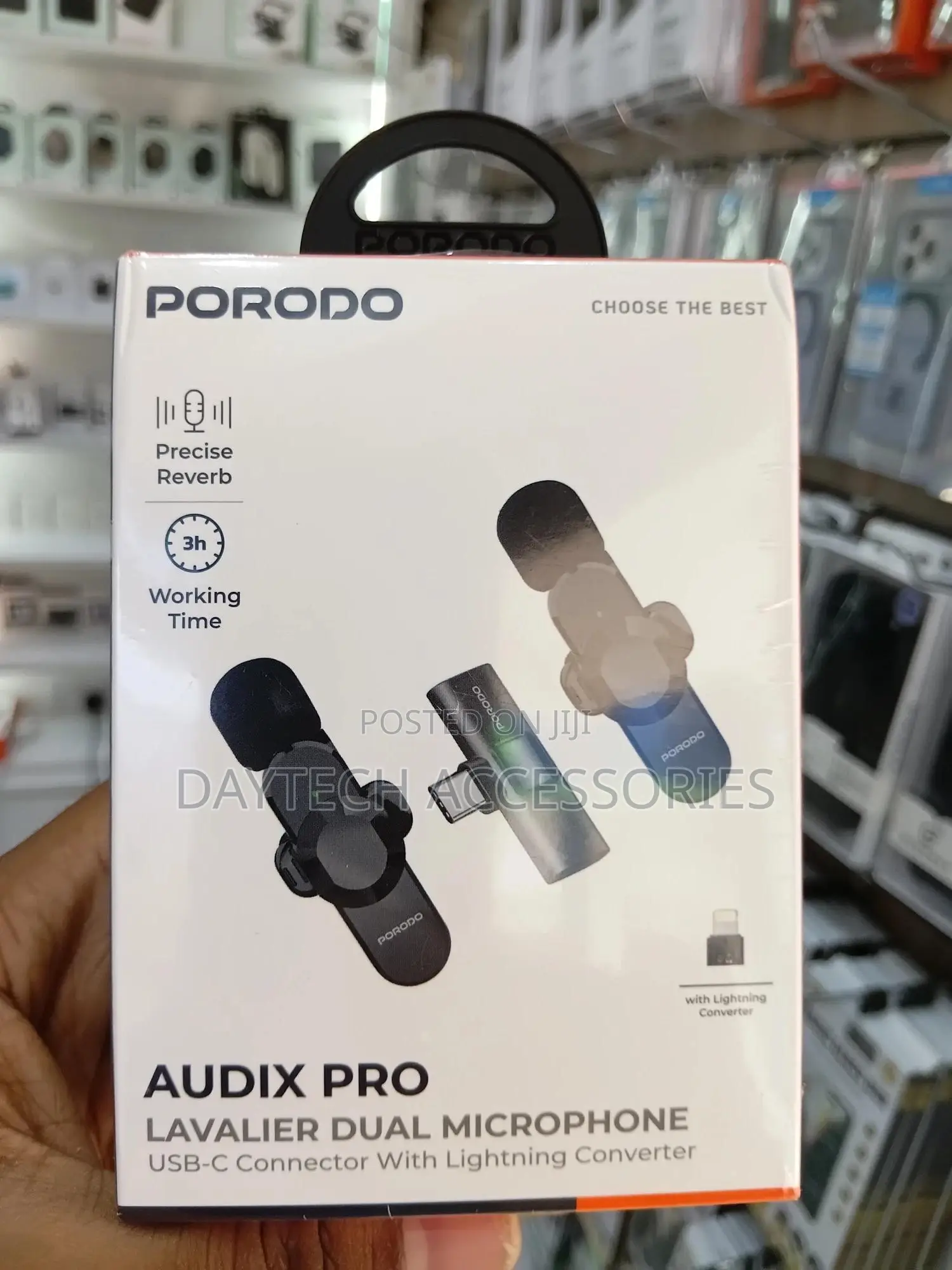 This Is a Porodo Audix Pro Lavalier Dual Microphone.