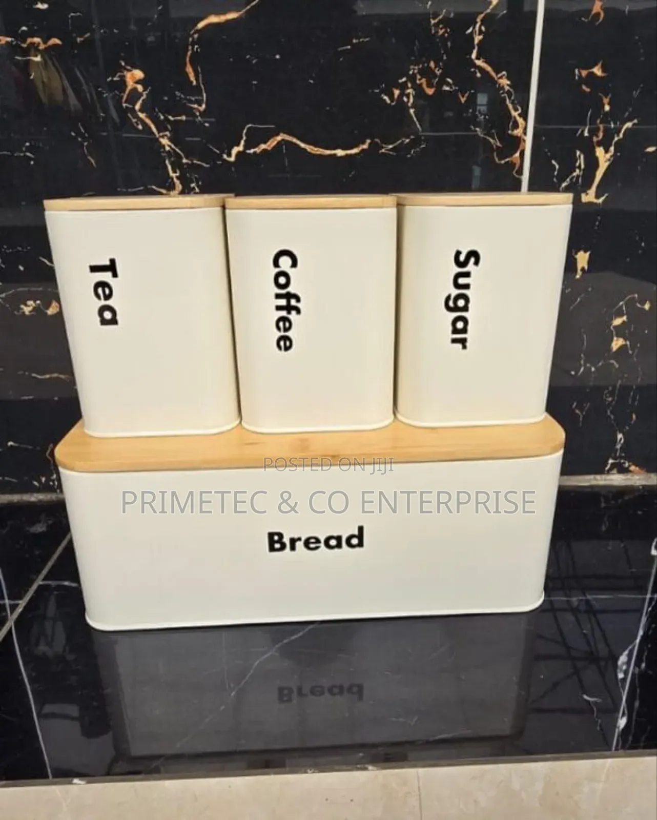 Bread Bin Plus Canisters With Bamboo Lids