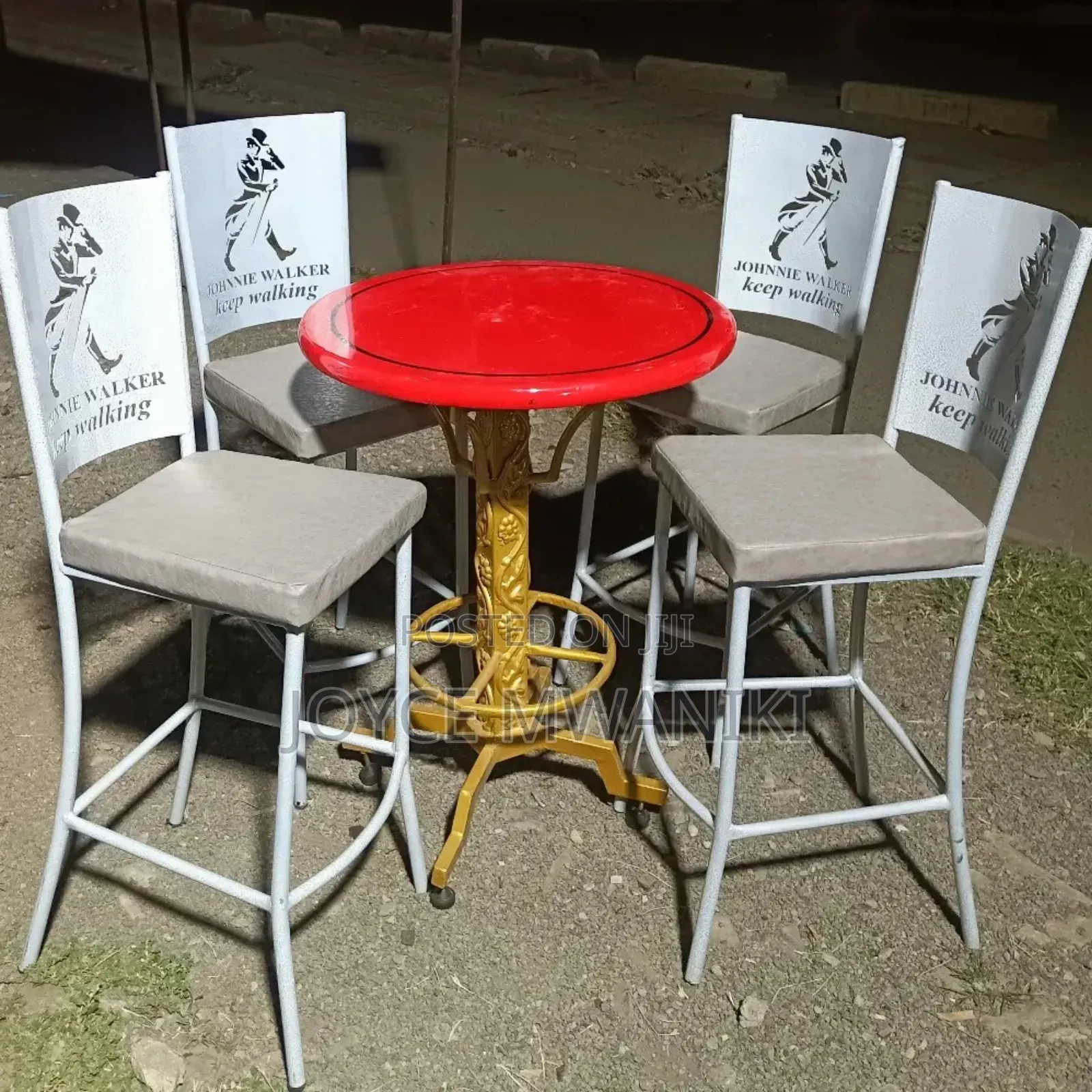 High Bar Chairs, Powder Coated Antique White Colour Frame 
