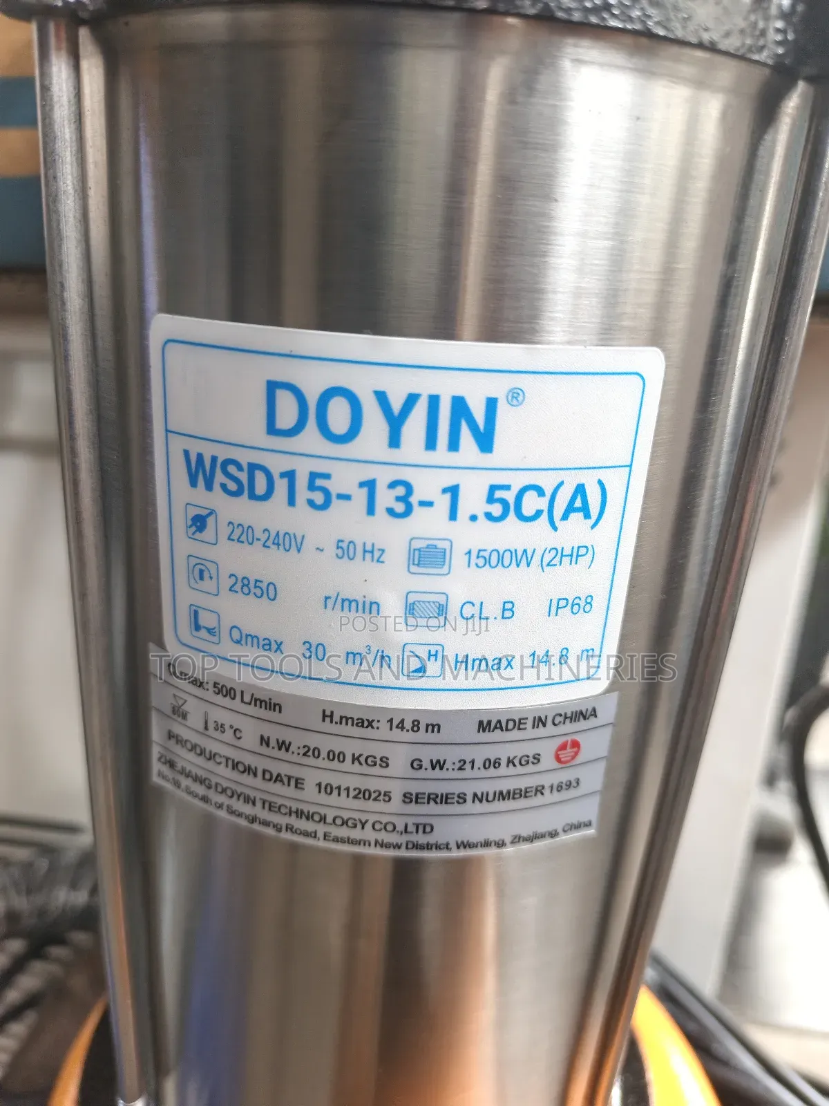 Doyin Wsf15-13-1.5c(A) 2hp15mtrs 30m3/Hr Sewage Submersible Pump