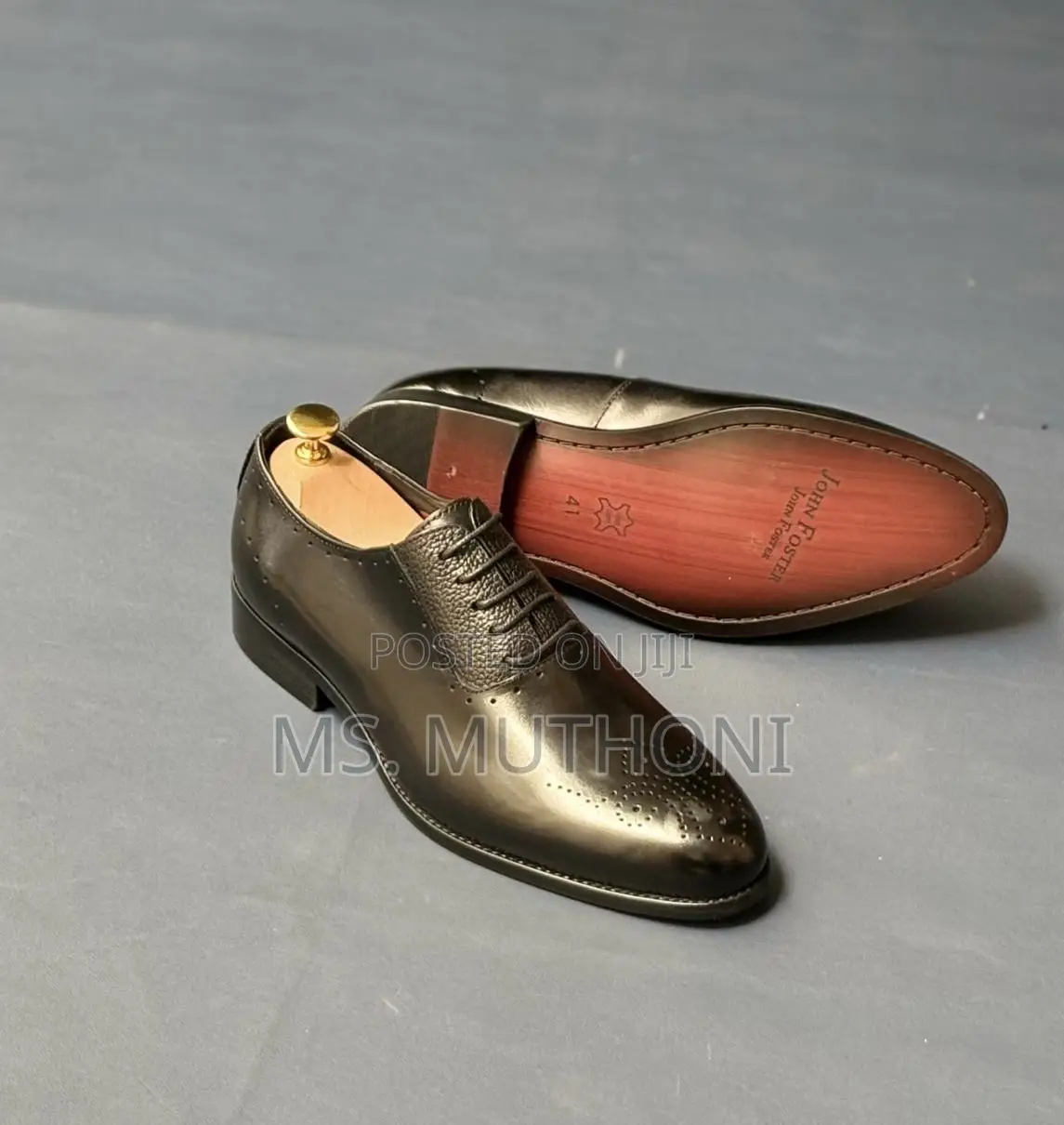 Black /Brown Leather Oxford Dress Shoes (John Foster) ; 39-46