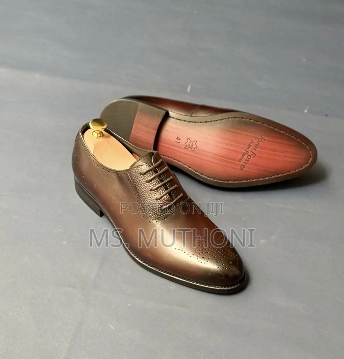 Black /Brown Leather Oxford Dress Shoes (John Foster) ; 39-46