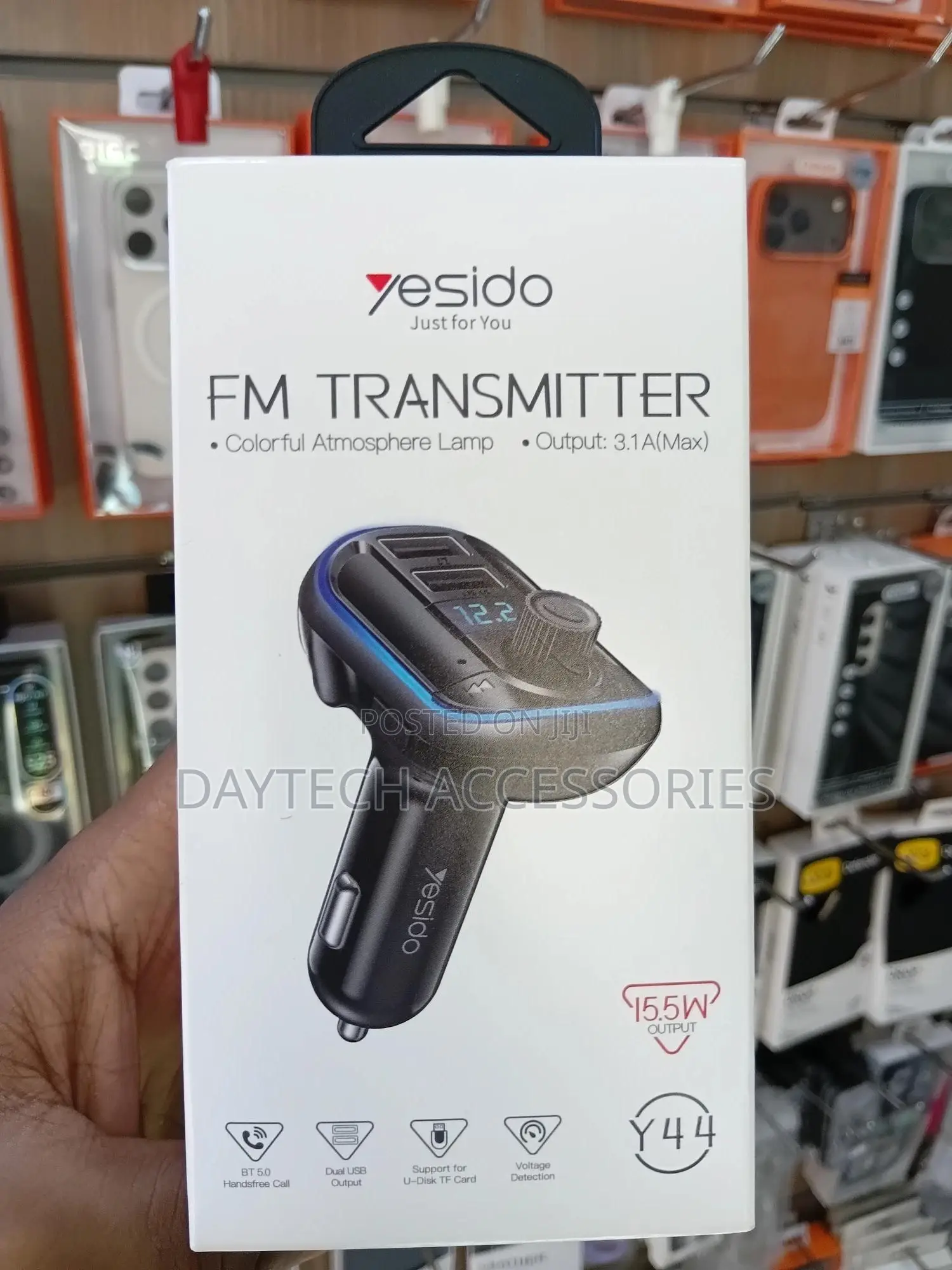 Yesido Y44 Bluetooth V5.0 Fm Transmitter 3.1a Dual Usb Car Charger