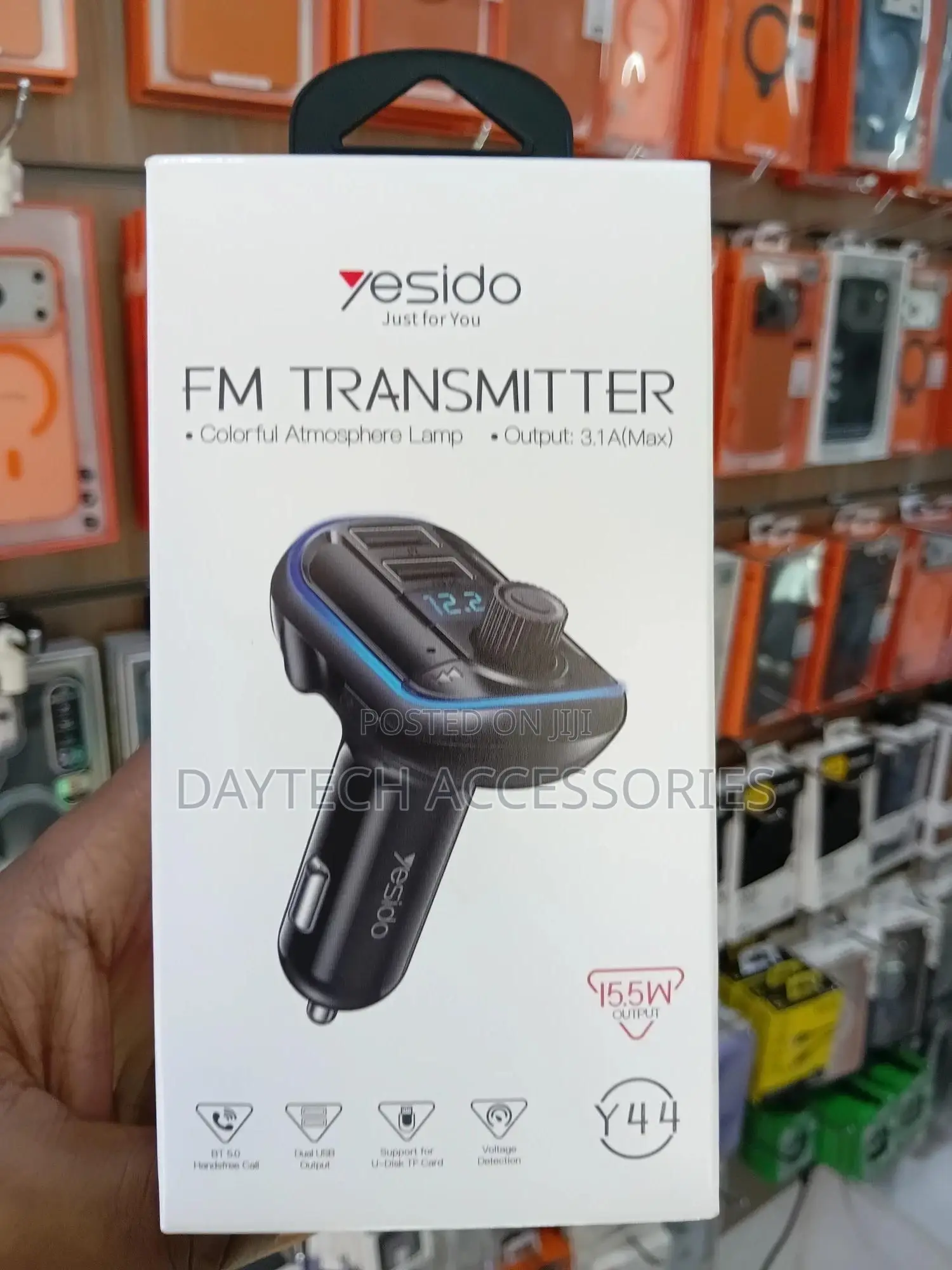 Yesido Y44 Bluetooth V5.0 Fm Transmitter 3.1a Dual Usb Car Charger